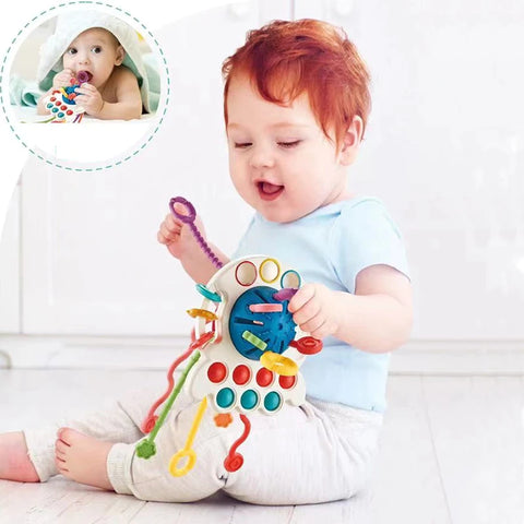 Montessori Activity Baby Toys 1 2 3 Year Development Silicone Teething Toys Pull String Sensory - Funny Fisher Shop