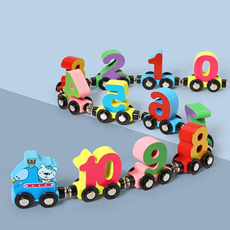 Wooden Train Toys Set Train Cars Digital Toys Toys Wooden Magnetic Early Educational Development Toys for Kids Toddler Boys TS2802 Normal / Colourful / Wooden/ Metal Official Toyss Merch