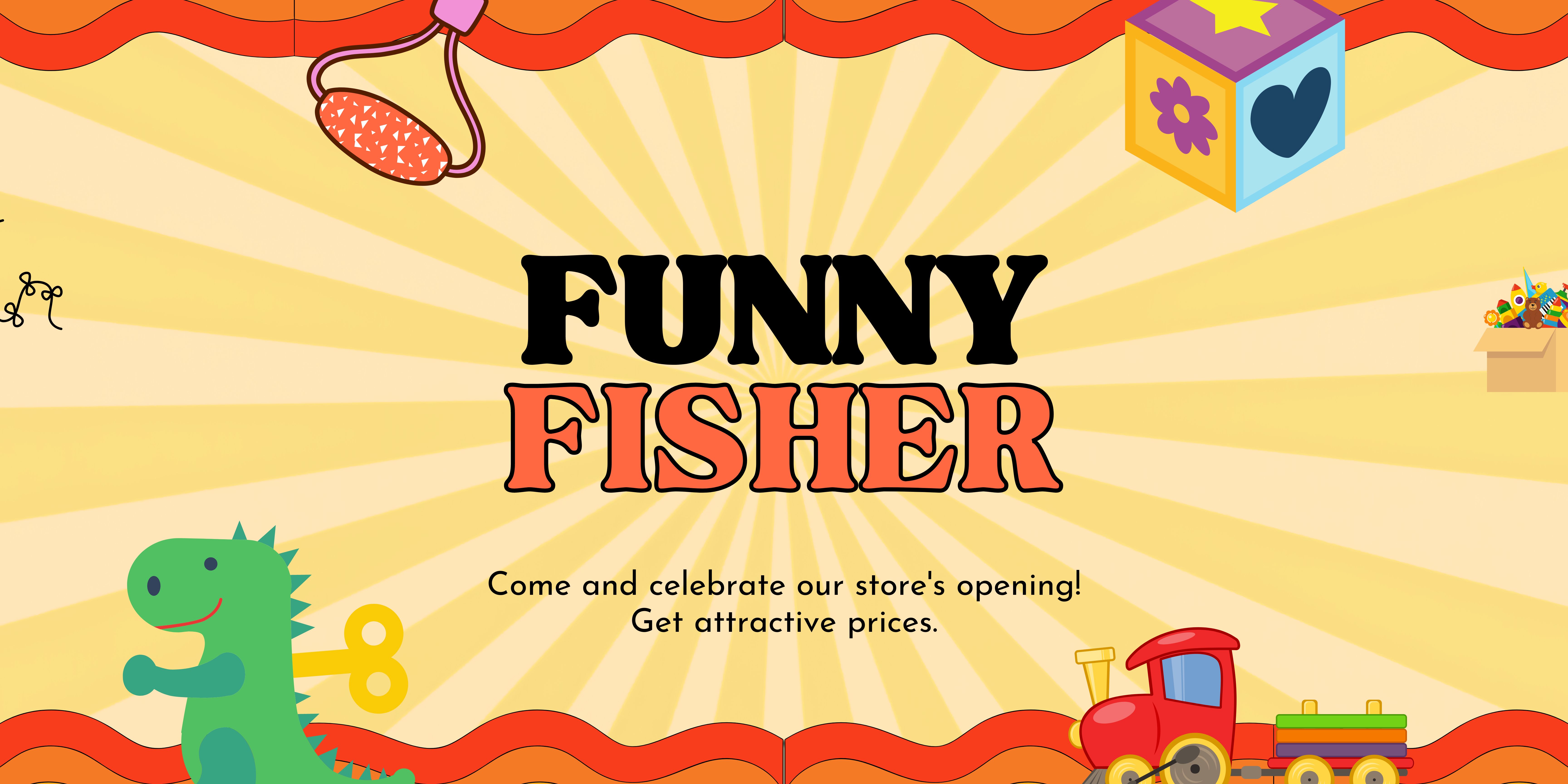 Colorful Playful Grand Opening Cosmetic Store Banner - Funny Fisher Shop