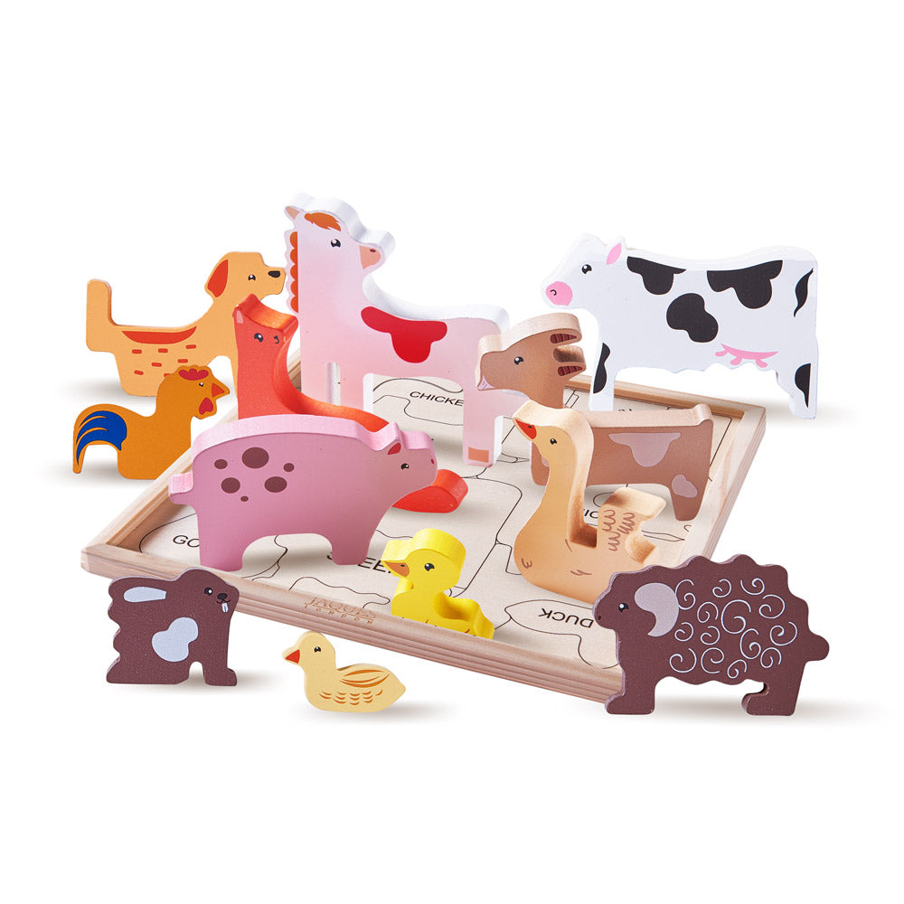 Wooden Animals - Farmyard Puzzle PM1108 base Official JT Merch